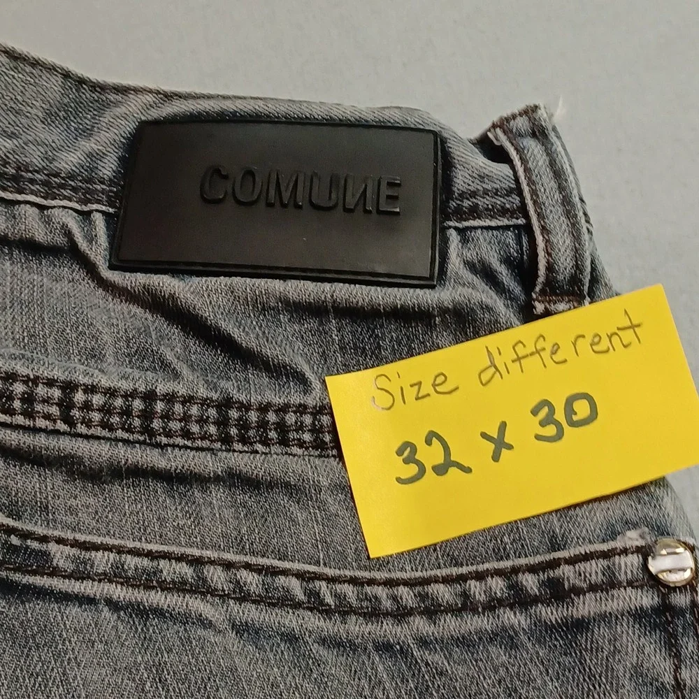 Comune Mens Slim Straight Leg Jeans Faded Grey Denim Size 32x30 Streetwear